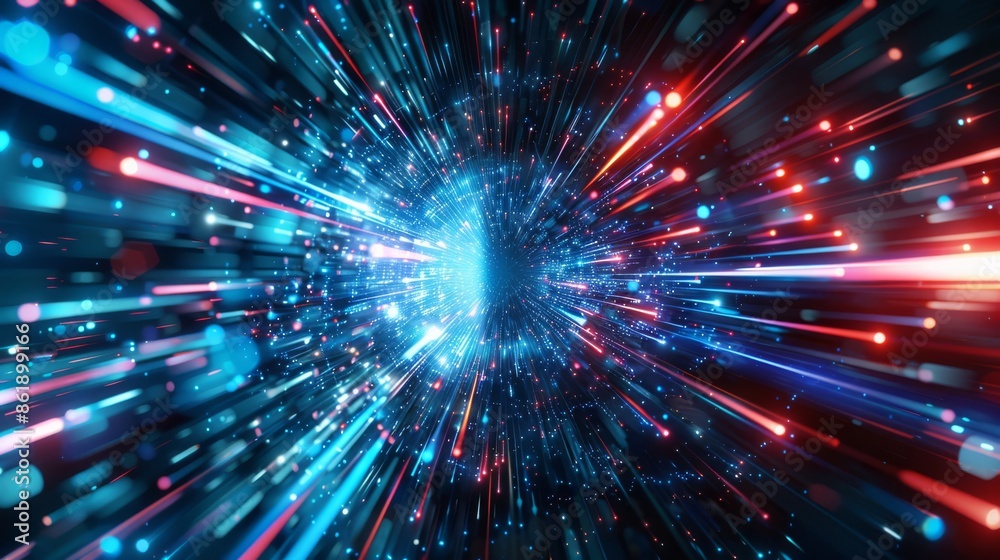 Vivid light streaks illustrate fast-paced data flow, capturing the essence of technology and innovation. Vivid light streaks illustrate fast-paced data flow, capturing the essence of technology and innovation.