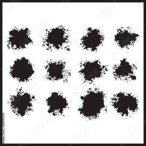 Black Sillhouette Splashes, Insk Splash, Water Splash, and Grunge Brush Art, Splash art Vector Illustration