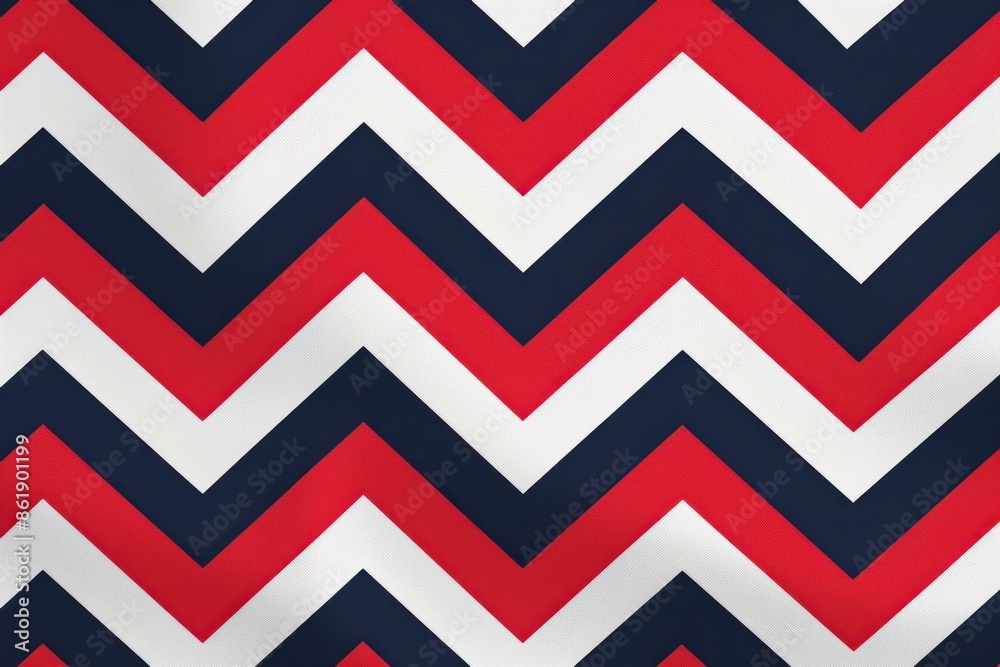 Obraz premium Red, white and blue chevron pattern background Generative AI