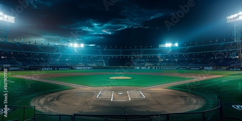 Professional baseball grand arena in night . 