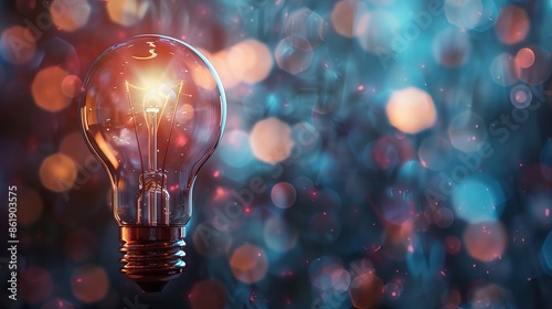 Futuristic light bulb symbolizes new technology, innovation, and bright ideas.