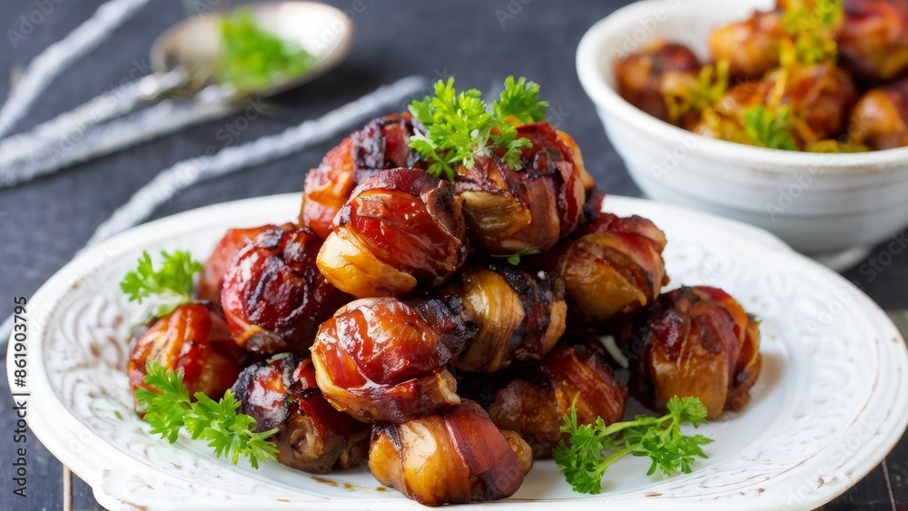 Spicy Bacon-Wrapped Dates. Spicy Bacon-Wrapped Dates.