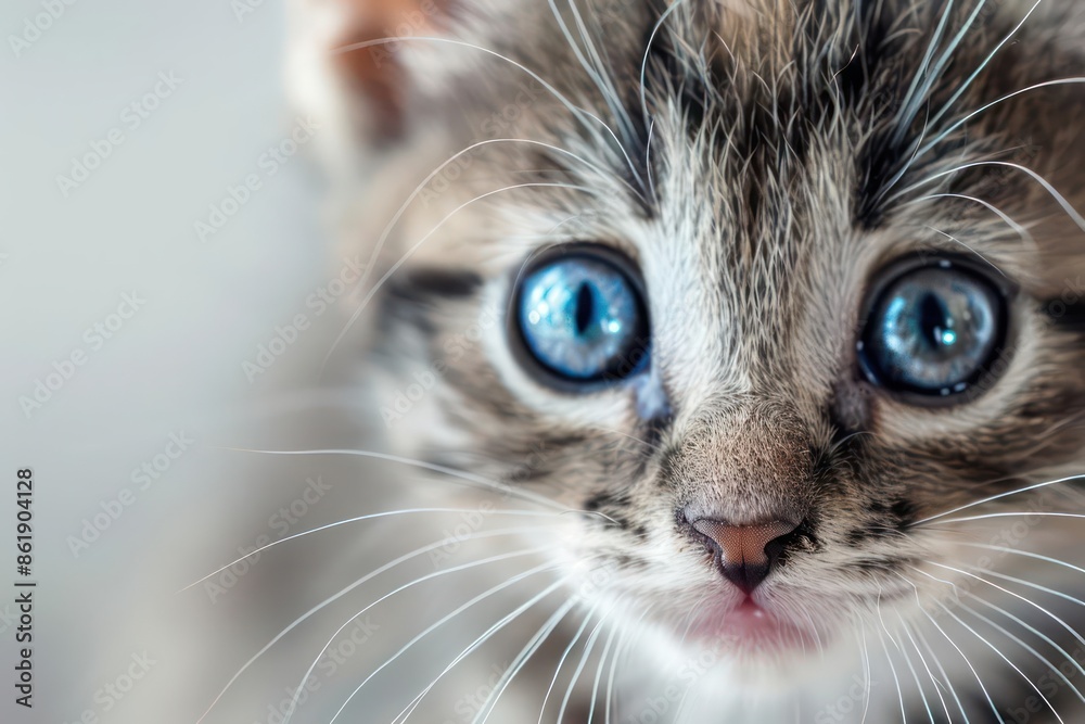 Highdefinition shot of a kittens eyes wide open in curiosity, with ample copy space Highdefinition shot of a kittens eyes wide open in curiosity, with ample copy space