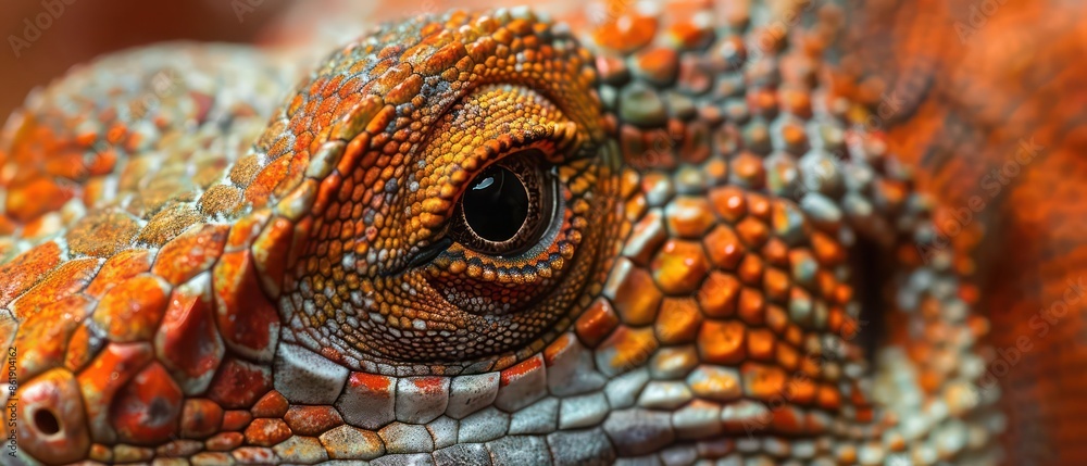 Fototapeta premium Highdefinition shot of a lizards textured skin, with ample copy space