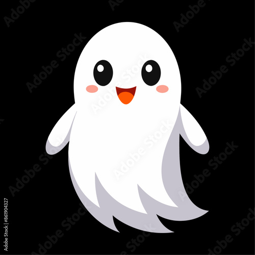 cute halloween gost illustration flat style for card website, application, printing, document, poster design, etc.