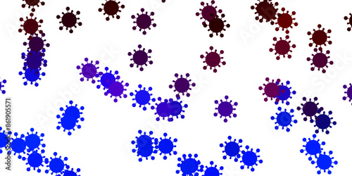 Light blue, red vector backdrop with virus symbols.