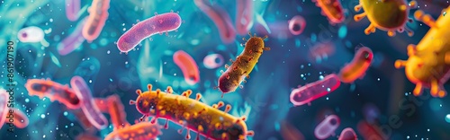 Enterobacterias Gram negativas Proteobacteria, bacteria such as salmonella, escherichia coli, yersinia pestis, klebsiella. 3D illustration. AI generated illustration photo