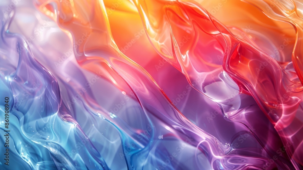 Obraz premium Dynamic abstract fluid artwork with vibrant red and blue gradients, showcasing flowing liquid textures.