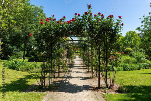Flora Arcades in the Park of the Impressionists. This park is located on the banks of the Seine River at Rueil Malmaison near Paris, France