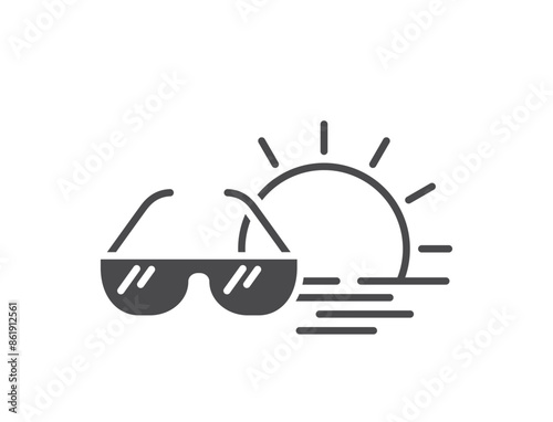 sun, sea and sunglasses icon. summer and beach vacation. isolated vector image for tourism design