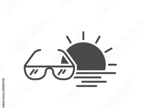 sun, sea and sunglasses. beach vacation and summer icon. isolated vector image for tourism design