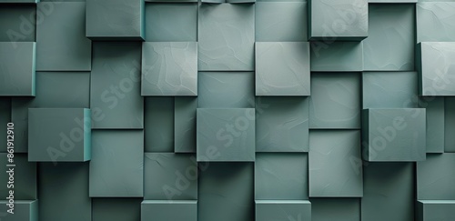 Abstract Green Cube Wall Pattern