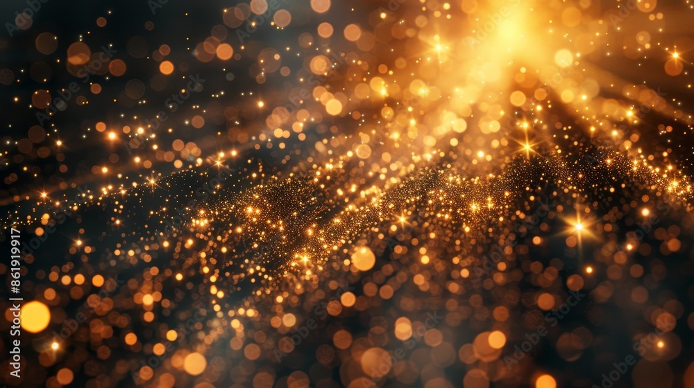 Abstract golden bokeh light background. Sparkling particles create a festive, warm atmosphere, perfect for celebrations or special events. Abstract golden bokeh light background. Sparkling particles create a festive, warm atmosphere, perfect for celebrations or special events.