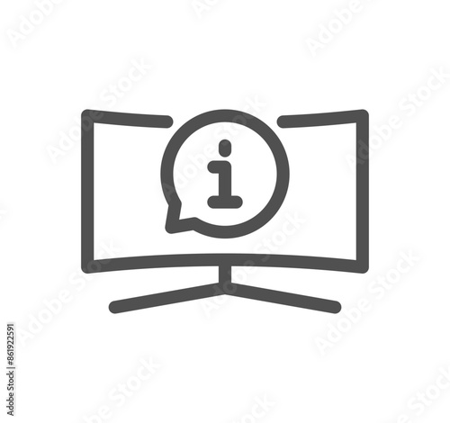 Info and help desk icon outline and linear vector. 