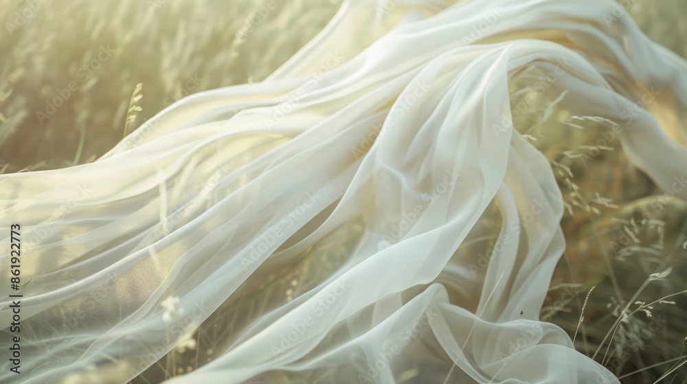 Floating ribbons of fabric gently sway in the gentle breeze creating a mesmerizing sight in the nature reserve. Floating ribbons of fabric gently sway in the gentle breeze creating a mesmerizing sight in the nature reserve.