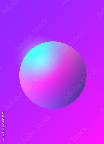 Vibrant Gradient Sphere on Purple Background. The sphere showcases a smooth blend of turquoise, pink, and purple hues. Ideal for digital design, web graphic, apps, and other creative endeavors