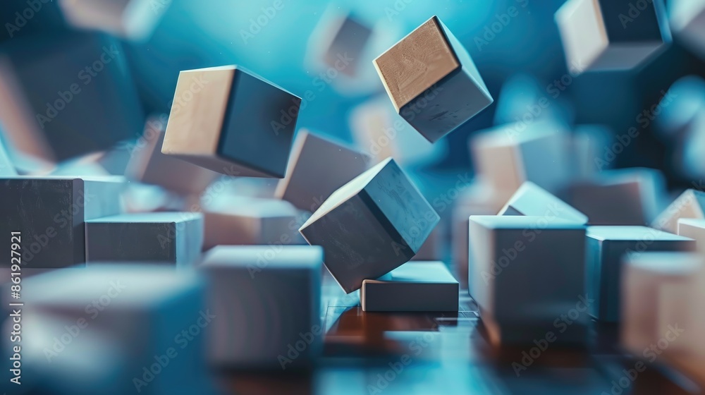 Concept of business and strong demand symbol on turning cubes Concept of business and strong demand symbol on turning cubes