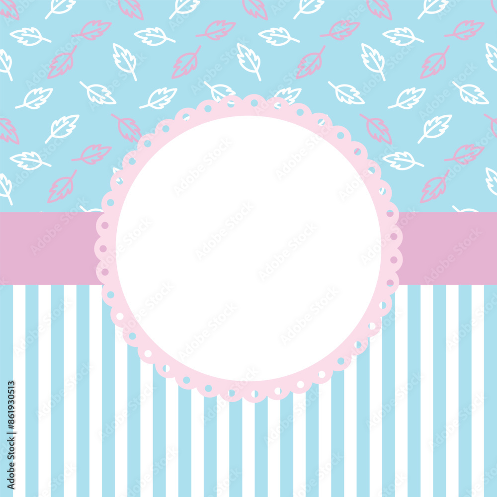 Cute kawaii hand drawn leaves pattern poster frame background Cute kawaii hand drawn leaves pattern poster frame background