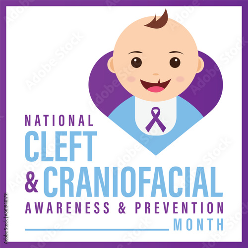 National Cleft and Craniofacial awareness and prevention month .background, banner, card, poster, template. Vector illustration.