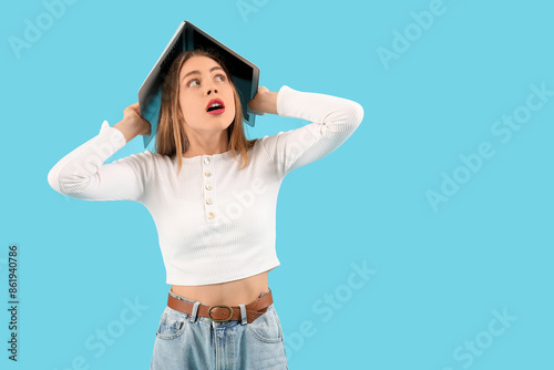Shocked female programmer w...