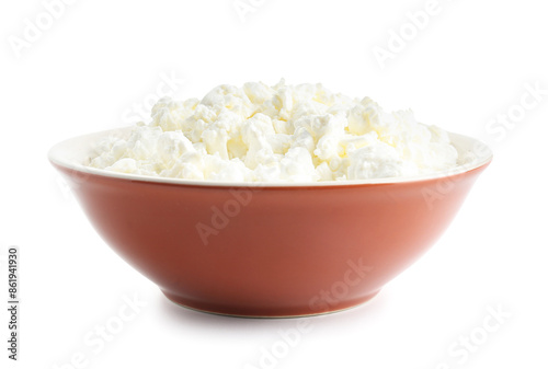 Fresh cottage cheese in bro...