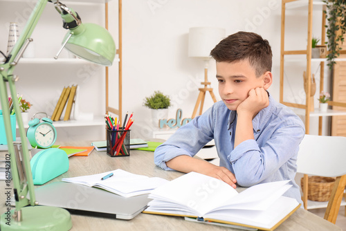 Little boy doing lessons at...