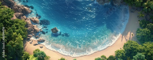 Aerial View of a Secluded Tropical Beach With Clear Blue Water