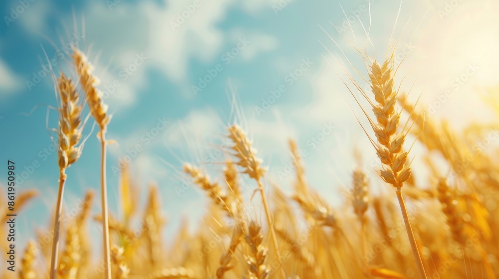 Ripe wheat field in rural area perfect for harvest Nature and farming theme with text space Great for presentations and websites Ripe wheat field in rural area perfect for harvest Nature and farming theme with text space Great for presentations and websites