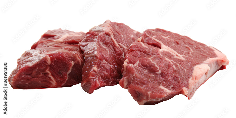 Raw beef steaks isolated. Three raw beef steaks isolated on a white background, ready for cooking. Raw beef steaks isolated. Three raw beef steaks isolated on a white background, ready for cooking.