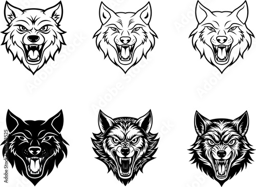 Angry Roaring Wolf Head Silhouette vector Art Illustration, Wolf  Head Line Art, Wolf  Head Clipart, Wolf  Head Logo design, Wolf  head Black And White.
