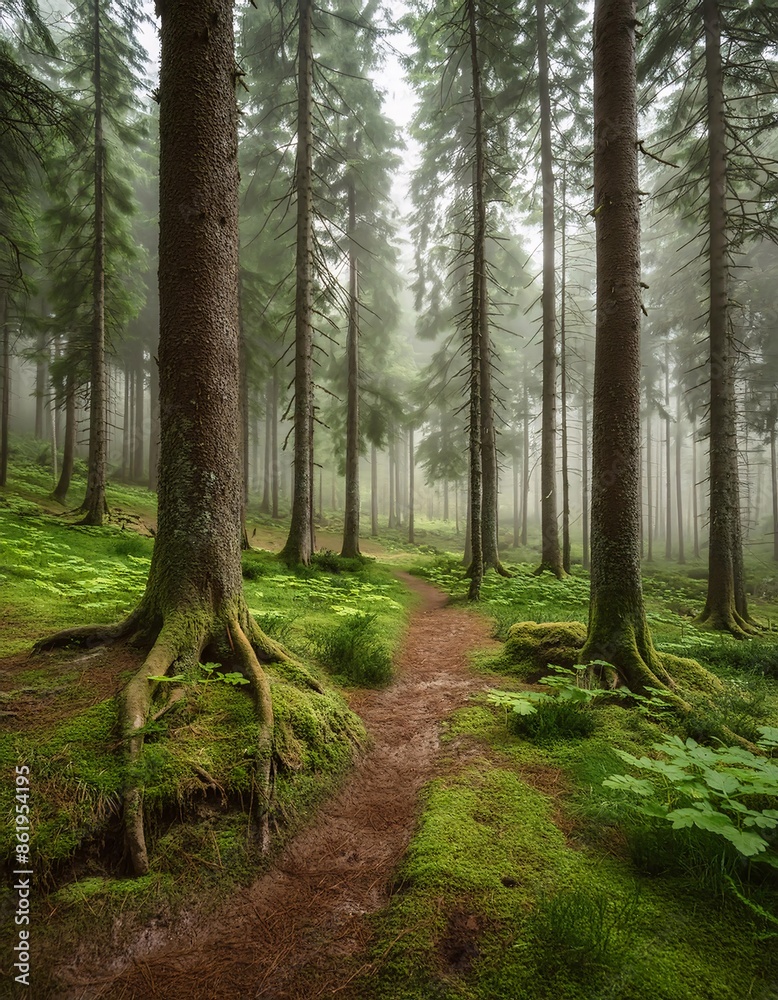Obraz premium Amazing photos of dense and beautiful forests, showing an atmosphere full of green and lush trees.