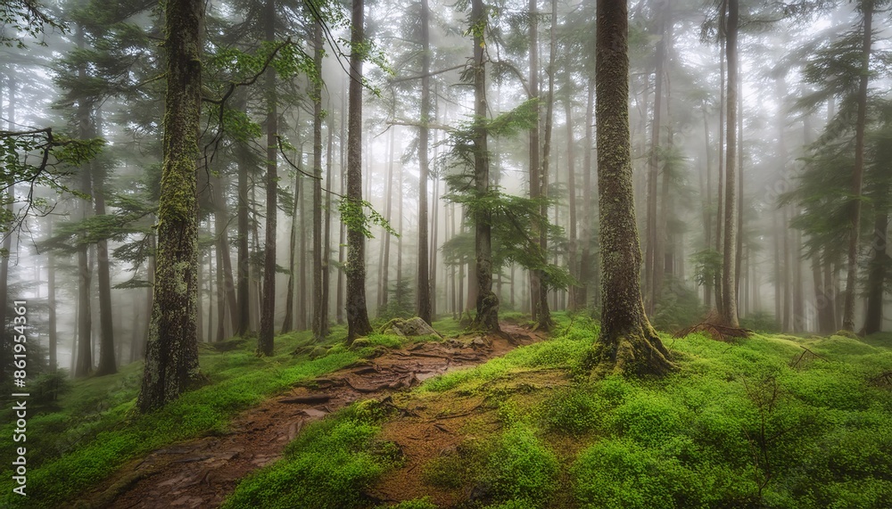 Fototapeta premium Amazing photos of dense and beautiful forests, showing an atmosphere full of green and lush trees.