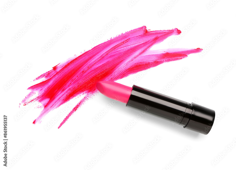 Beautiful pink lipstick with stroke on white background Beautiful pink lipstick with stroke on white background