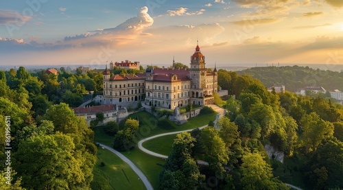 Winding Path Leading to a Grand Castle on a Hilltop