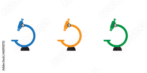 Illustration of microscope icon with three choise