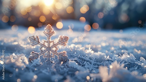 Crystal Frost: Snowflakes Dance Amid Christmas Lights