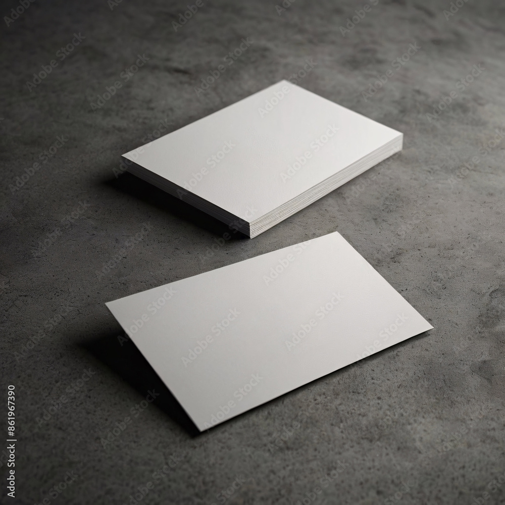 Blank business card mockup, set against a sleek, modern background with subtle textures Blank business card mockup, set against a sleek, modern background with subtle textures