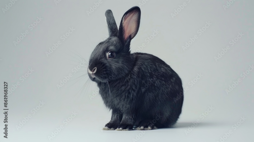 Obraz premium Dark Rabbit Against White Surface