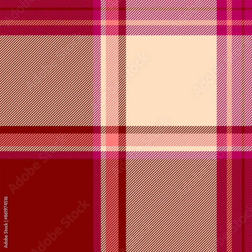 Sample fabric tartan plaid, vertical vector seamless pattern. Delicate texture background check textile in maroon and bisque colors.