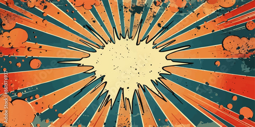 Vintage retro comics explosion cover book design with light and dots. with copy space.
