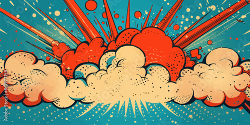 VIntage retro comics boom explosion crash bang cover book design with light and dots. Can be used for decoration or graphics. Graphic Art. Vector. Illustration