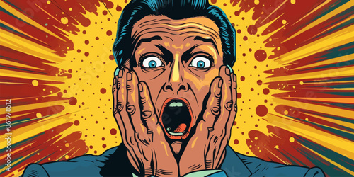 A man with his hands on his face, looking shocked