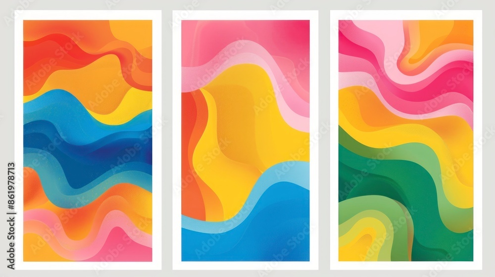 Obraz premium set of 3 abstract paintings with frame