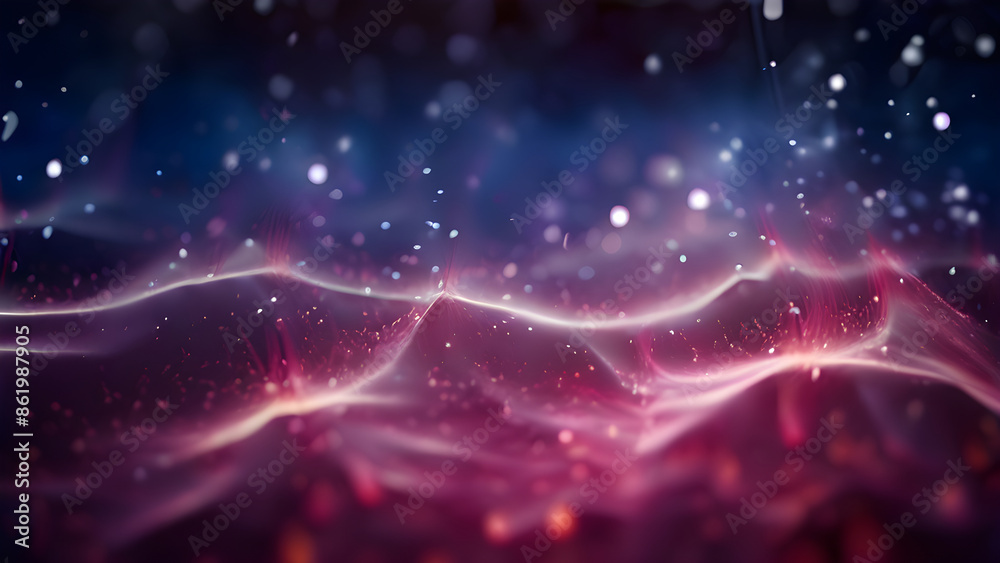 Fototapeta premium Abstract purple and blur waves gradient background, particles