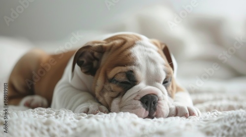 English bulldog puppy portrait on white background © TheWaterMeloonProjec