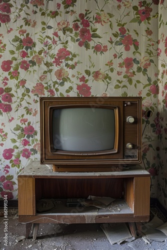 Old TV on Wooden Stand