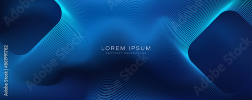 Blue gradient abstract background design with glowing geometric lines. Modern shiny blue lines pattern. Futuristic concept. Suit for banner, brochure, website, corporate, cover, presentation