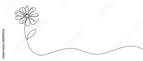 The flower Continuous one line drawing. Vector illustration.