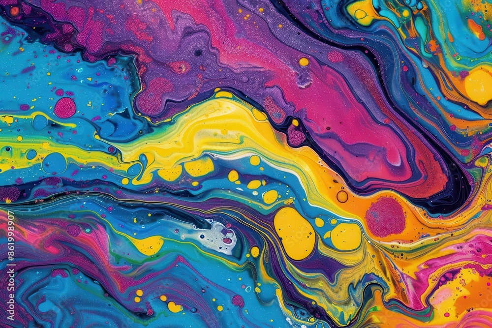 abstract artistic background fluid acrylic paint pours and swirls vibrant color blends marbled effect highresolution macro details