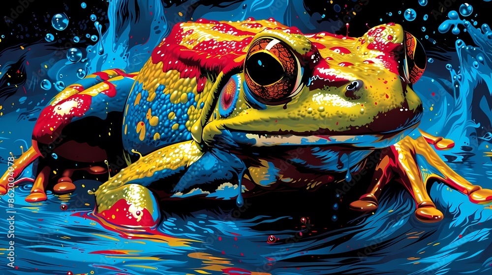Agile leaping frog vector illustration, vibrant green solid fill with ...